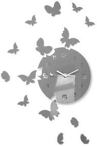 Nástenné akrylové hodiny Motýle - sivá