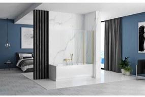 REA-K9777 - Skladacia vaňová zástena AGAT 140x100 cm brúsená zlatá/číra