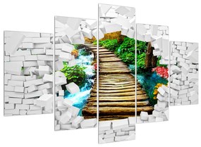 Obraz dreveného chodníčka cez rieku (150x105 cm)