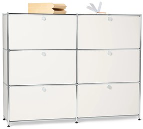 Veľká kovová komoda »CN3« so 6 výklopnými priehradkami, biela