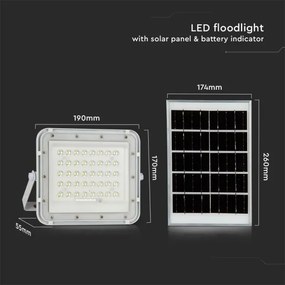 LED Vonkajší solárny reflektor LED/6W/3,2V IP65 6400K biela + DO