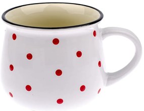 Biely keramický hrnček s červenými bodkami Dakls Happy Time, 770 ml