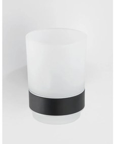 Matne čierny nástenný sklenený téglik na zubné kefky Bosio – Wenko