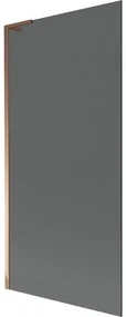 Mexen Next L, 1-krídlová vaňová zástena 90 x 150 cm, 6mm šedé sklo, ružové zlato profil, 895-090-000-03-40-60