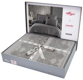 SATÉNOVÉ OBLIEČKY VALINOR 200X220 CM, 2 KS 70X80 CM SIVÉ