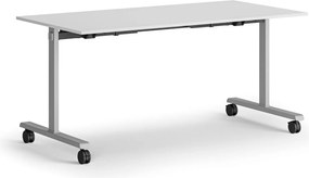 Mobilný stôl MATCH, 160x80 cm, sivá podnož, biela
