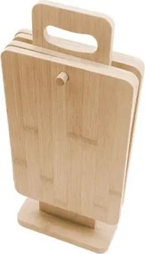 Dosky na krájanie (4 ks) v stojane Bambus 22x14 cm%