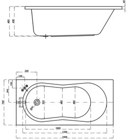 Cersanit Nike, akrylátová vaňa 150x70cm + nožičky, biela, S301-246