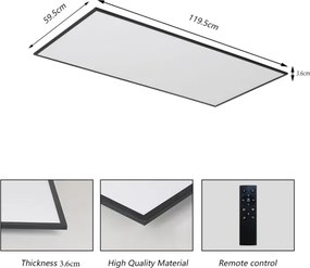Brilagi - LED stmievateľné stropné svietidlo SLIMFRAME LED/80W/230V 120x60 cm čierne + diaľkové ovládanie