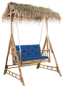 vidaXL 2-miestna hojdacia lavička s palmovými listami a podložkou bambus 202 cm