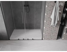 Mexen Velar L Duo, posuvné sprchové dvere do otvoru 150 cm, 8mm číre sklo, grafit brúsený, 871-150-003-02-66