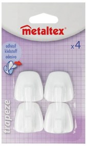 Sada 4 bielych plastových samolepiacich háčikov Metaltex John