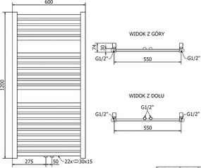 Mexen Hades, vykurovacie teleso 1200x600 mm, 520 W, zlatá lesklá, W104-1200-600-00-50