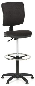 Zvýšená pracovná stolička MILANO II bez podpierok rúk, permanentný kontakt, klzáky, čierna