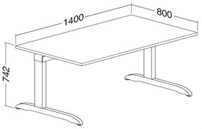 Stôl ProOffice C 80 x 140 cm, biela