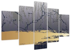 Obraz - Modrá a zlatá abstrakcia N⁰1 (150x105 cm)