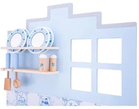 New Classic Toys - Drevená kuchynka s príslušenstvom modrá