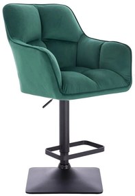 LuxuryForm DESIGN Barová stolička AMALFI VELUR na čiernej hranatej podstave - zelená