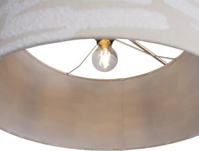 Stojacia lampa zlatá nastaviteľná s bielym a béžovým pruhovaným tienidlom 50 cm - Editor