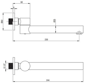 Deante Cascada, otočná vaňová výlevka 244 mm, oceľová, DEA-NAC_F87K