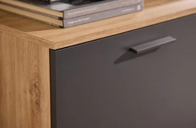 Obývacia  stena Heathrow, dub artisan/antracit, s osvetlením