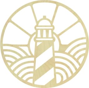 Drevený obraz s motívom majáka - FEDRO: Preglejka - Hnedá farba Rozmer  20 cm 4084-60783 PR0416