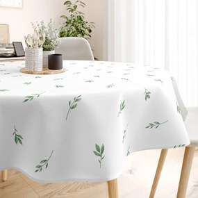Goldea okrúhly obrus 100% bavlnené plátno - olivové lístky Ø 130 cm
