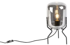 Inteligentná dizajnová stolná lampa čierna s dymovým sklom vrátane wifi A60 - Bliss