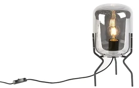 Inteligentná dizajnová stolná lampa čierna s dymovým sklom vrátane wifi A60 - Bliss