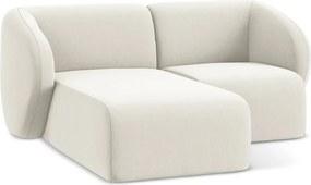 Béžová zamatová rohová pohovka (ľavý roh/s leňoškou) Lani – Makamii