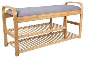 Sivá/prírodná bambusová polica na topánky s lavicou – Leitmotiv