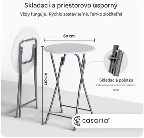 InternetovaZahrada Skladací barový stôl Ø60 cm - biely s dreveným dekorom