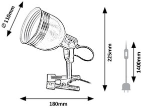 Rabalux 3092 - Lampa s klipom 1xE14/25W/230V čierna
