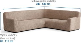 Bielastické poťahy MOSAICO béžové rohová sedačka (š. 350 - 530 cm)