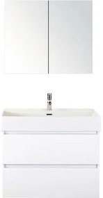 Kúpeľňový nábytkový set Maxx XL 80 cm s keramickým umývadlom a zrkadlovou skrinkou biela vysoko lesklá