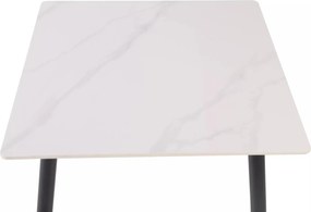 Jedálenský stôl Rion 80 cm keramika biely mramor/čierny