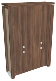 Vysoká skriňa Verno+ S 140 x 46 x 210 cm, delená, orech / vanilka