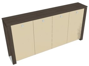 Stredná šatníková skriňa Verno+ S 260 x 46 x 130 cm, sklenené dvere, dub antracit / vanilka