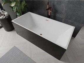 Mexen Nita, voľne stojaca vaňa 170 x 80 cm, biela-čierna, ružové zlato prepad, 52091708075-60