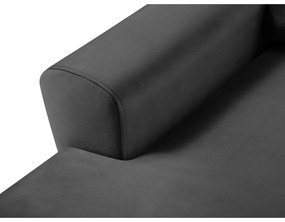 Tmavosivá zamatová rozkladacia/s úložným priestorom rohová pohovka (ľavý roh/s leňoškou) Kyoto – Cosmopolitan Design