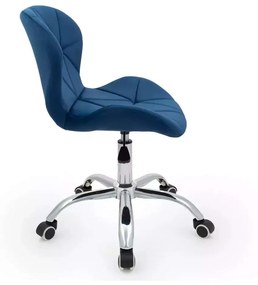 LuxuryForm DESIGN Stolička LIVIO VELUR na striebornej podstave s kolieskami - modrá