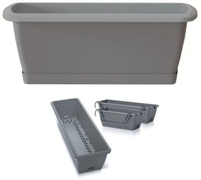 Truhlík so zavlažovacím systémom a držiakom RESPON sivý kameň