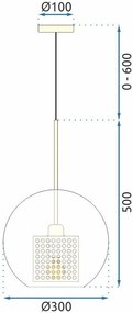 Toolight - Sklenená závesná lampa 30cm 1xE27 60W APP559-1CP, čierna, OSW-09669