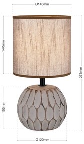 Orion LA 4-1224/1 - Stolná lampa PINIA 1xE14/25W/230V keramika béžová/šedá