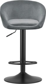Barová stolička EAST sivý zamat / čierna podnož
