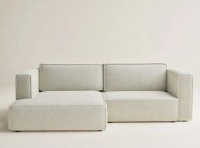 Krémovobiela ženilková rozkladacia/s úložným priestorom rohová pohovka (ľavý roh/s leňoškou) Velto – Maison de Rêve