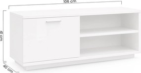 TV stolík Lira - biela / biely lesk
