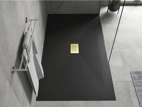 Mexen Hugo, obdĺžniková sprchová vanička SMC 200 x 100 cm, čierna, zlatá krytka, 42701020-G