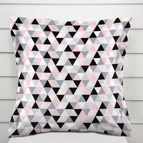Biante Bavlnená obliečka na vankúš s lemom Sandra SA-110 Ružovo-čierno-sivé trojuholníčky 60 x 60 cm