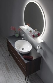 Sapho Sapho, VISO LED podsvietené guľaté zrkadlo priemer 60cm s policou, biela mat, VS060-01